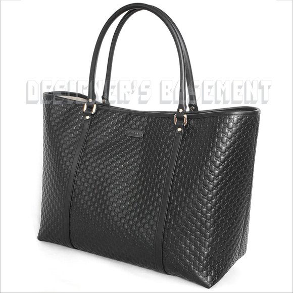 GUCCI black MICRO GUCCISSIMA leather magnetic snap top TOTE 449647 shoulder bag - Picture 2 of 8